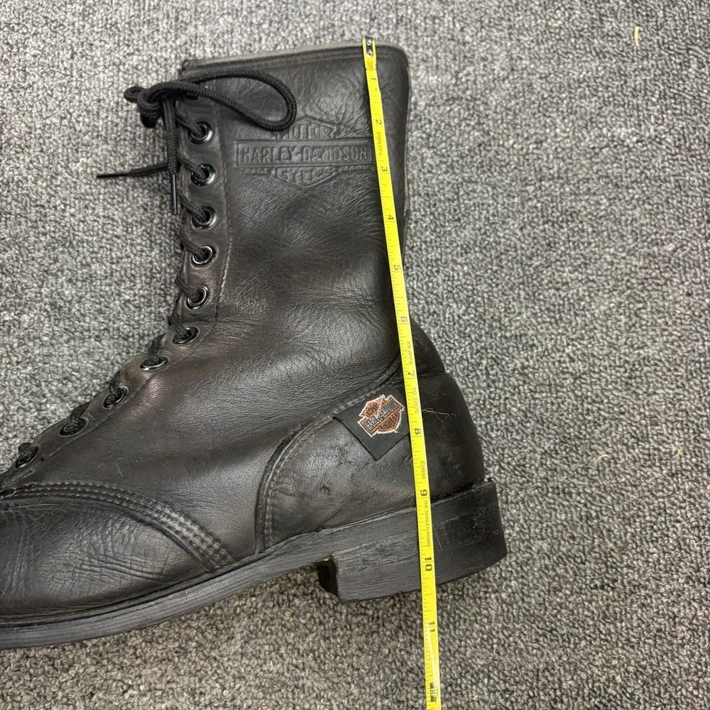 Harley Davidson 98417 Mens 12 Black Leather Side Zip Lace Up Motorcycle Boots